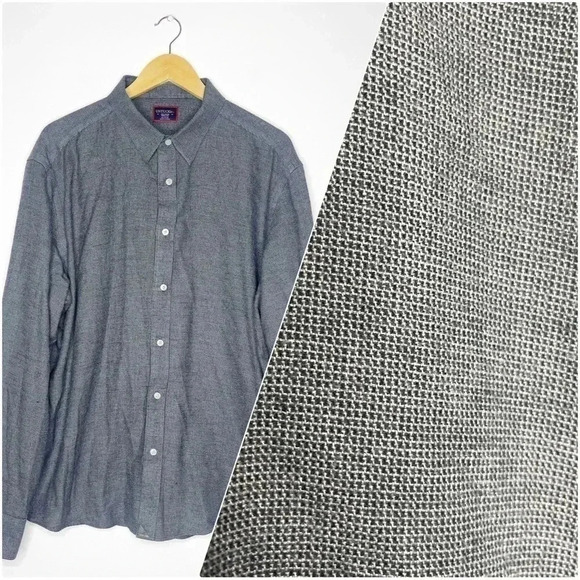 Untuckit Gray Flannel Button Up Long Sleeve Shirt Size XX-Large Venetian WF - Picture 1 of 6